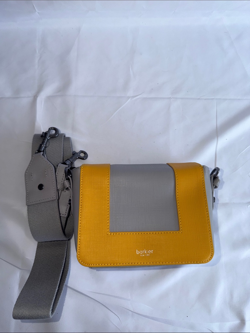 Botkier Yellow and Gray Leather Crossbody with Wide Strap
